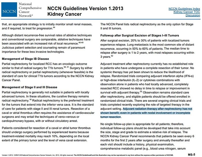 2013 NCCN guidelines discussion of radiotherapy.png